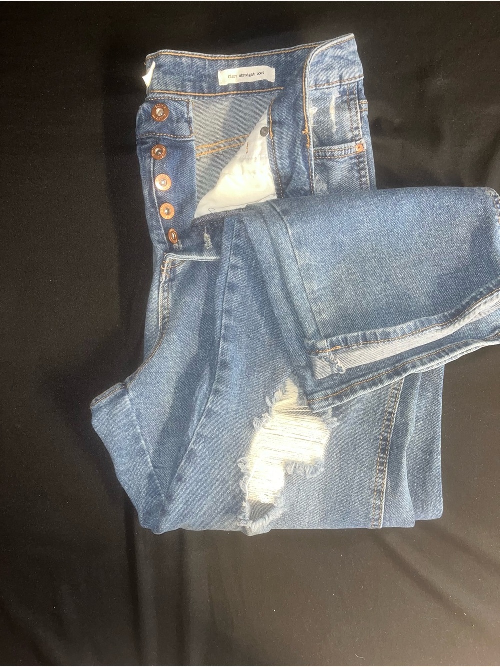 Jessica Simpson Mid Wash High-Rise Ripped Button-Fly Jeans